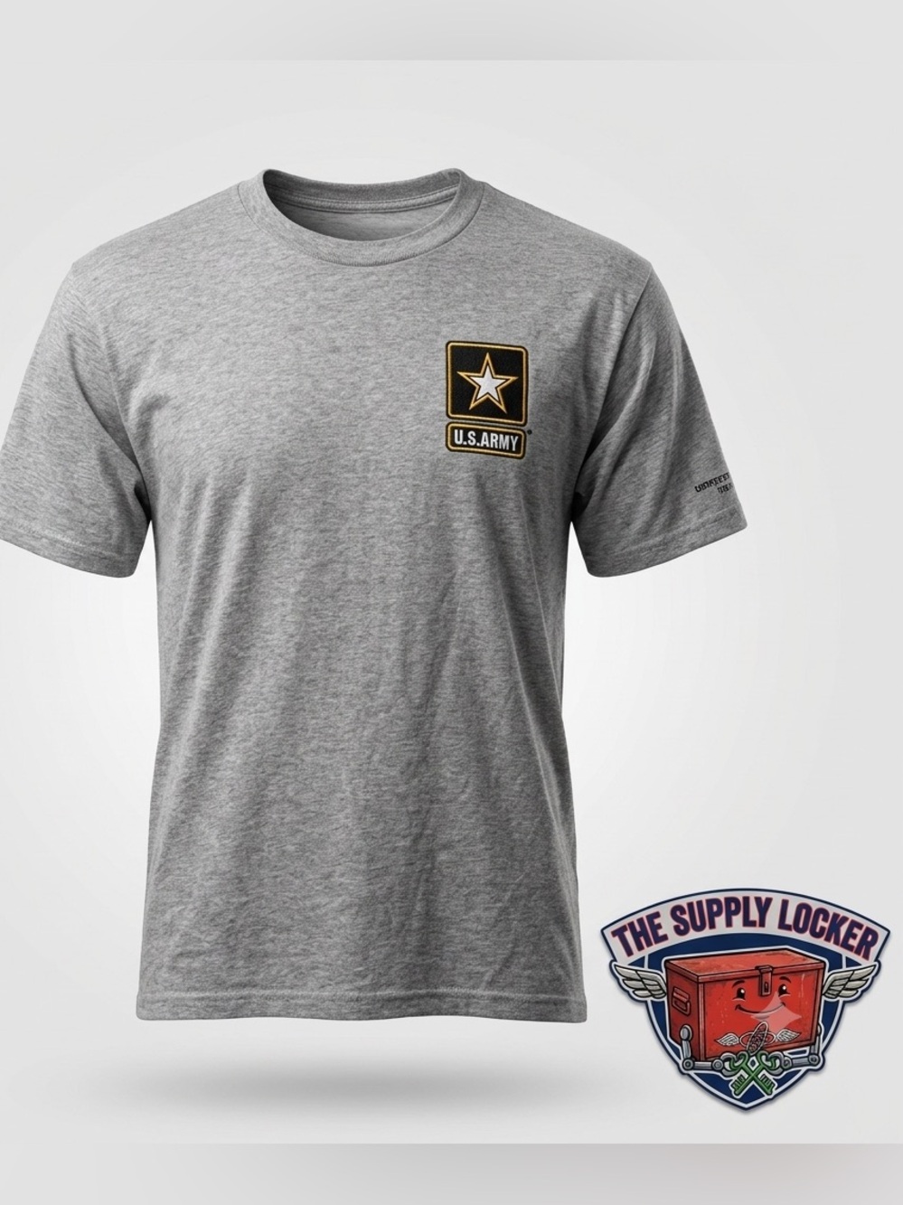 U.S. Army Logo Gray T Shirt Made In USA Military Tee Men’s Large